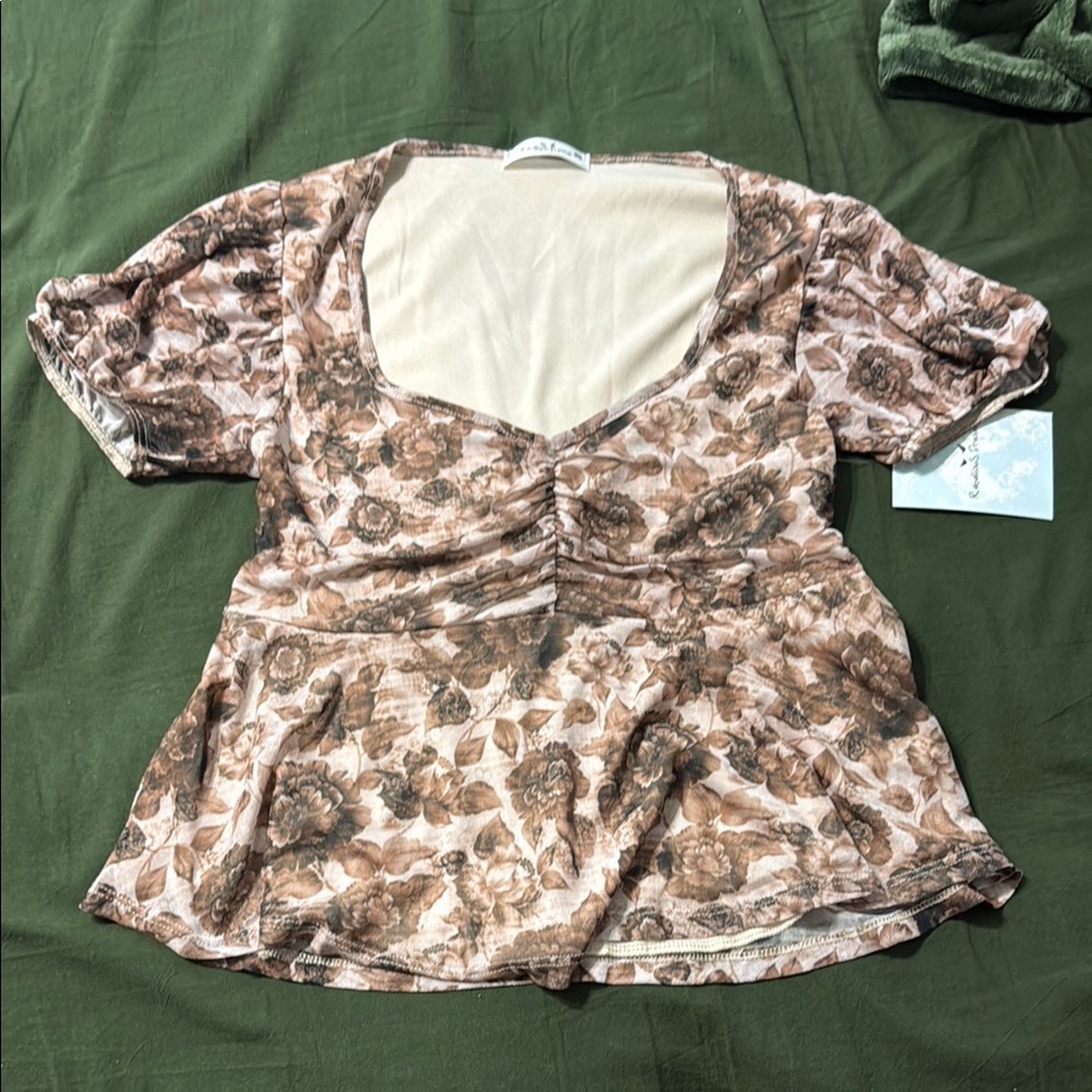Floral Brown Blouse